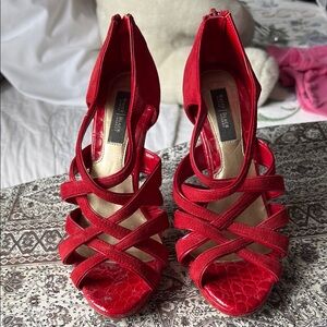 Red Strappy Women's Heels